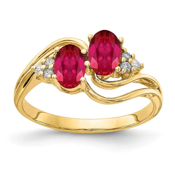 Goldia Rings 14k Yellow Gold 6x4mm Oval Ruby AA Diamond ring
