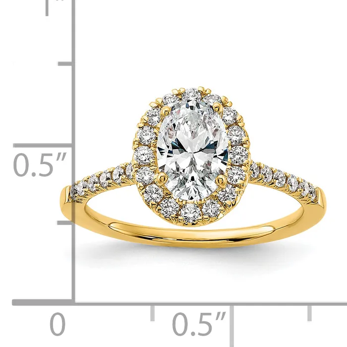 Goldia Rings 14k Yellow Gold 78 Ct Lab Grown Diamond VSSI G Oval Halo Engagement Ring