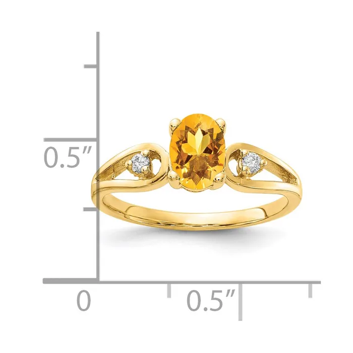 Goldia Rings 14K Yellow Gold 7x5mm Oval Citrine Checker A Real Diamond ring