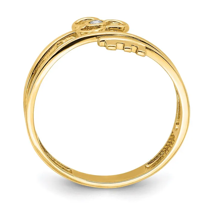 Goldia Rings 14K Yellow Gold CZ Key and Flower Ring