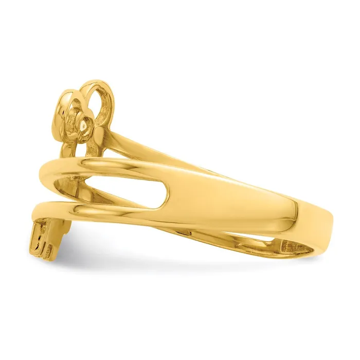 Goldia Rings 14K Yellow Gold CZ Key and Flower Ring