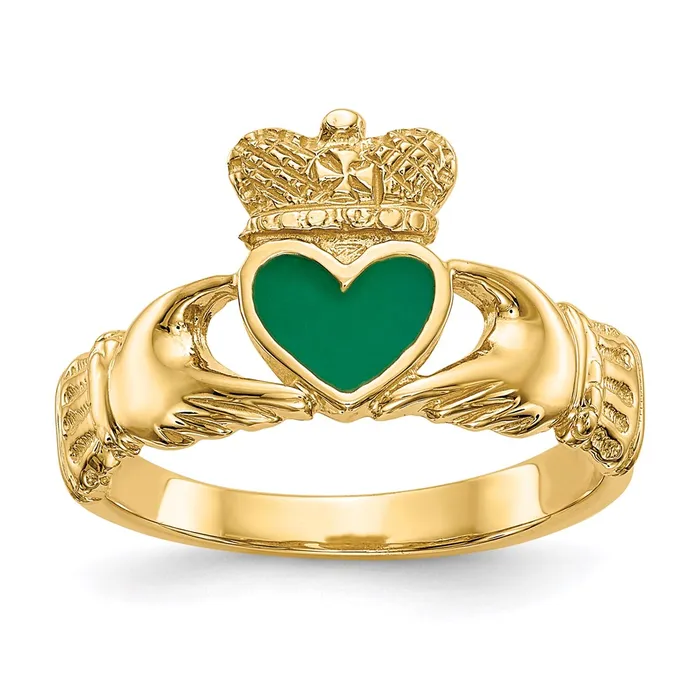Goldia Rings 14K Yellow Gold Enamel Claddagh Ring