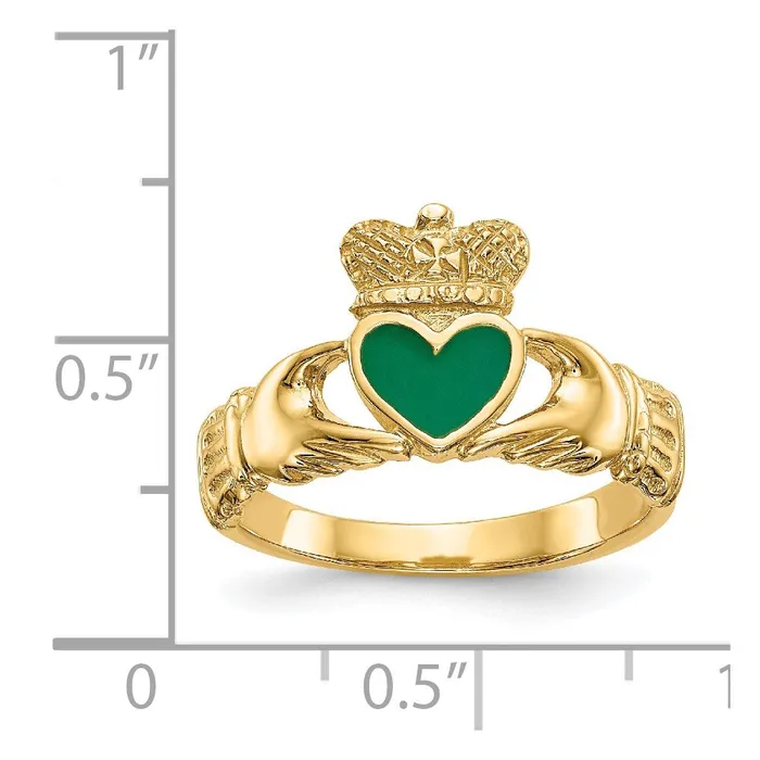 Goldia Rings 14K Yellow Gold Enamel Claddagh Ring