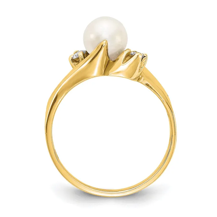 Goldia Rings 14k Yellow Gold FW Cultured Pearl u0026 Diamond Ring