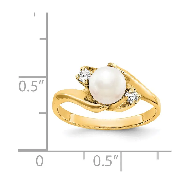 Goldia Rings 14k Yellow Gold FW Cultured Pearl u0026 Diamond Ring