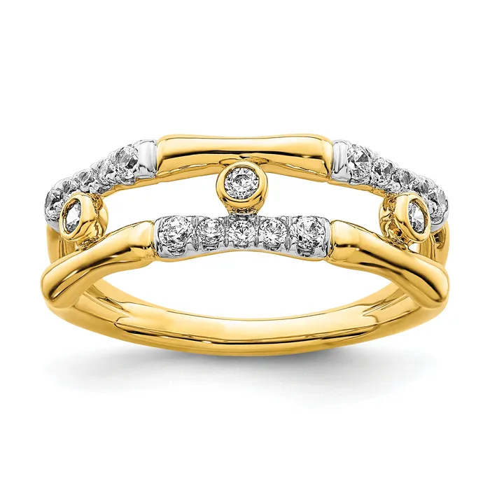 Goldia Rings 14k Yellow Gold Lab Grown Diamond VSSI FGH Bezel Cluster Split Band Ring Ring