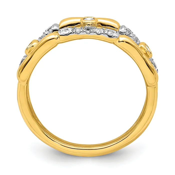 Goldia Rings 14k Yellow Gold Lab Grown Diamond VSSI FGH Bezel Cluster Split Band Ring Ring