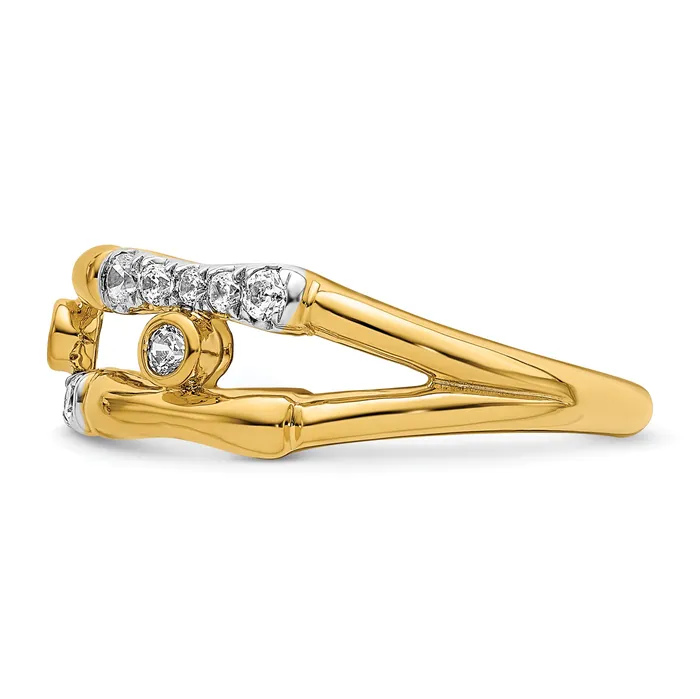 Goldia Rings 14k Yellow Gold Lab Grown Diamond VSSI FGH Bezel Cluster Split Band Ring Ring