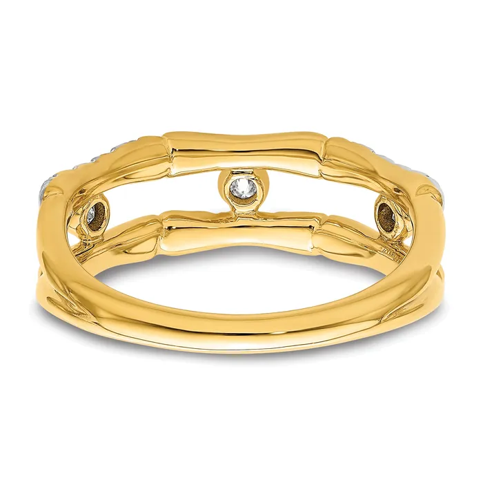 Goldia Rings 14k Yellow Gold Lab Grown Diamond VSSI FGH Bezel Cluster Split Band Ring Ring