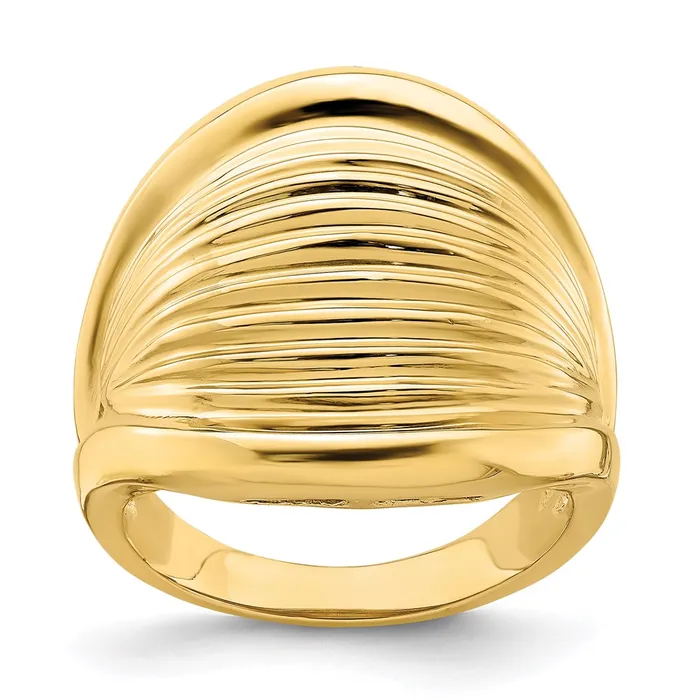 Goldia Rings 14K Yellow Gold Polished Ridged Shrimp Dome Ring