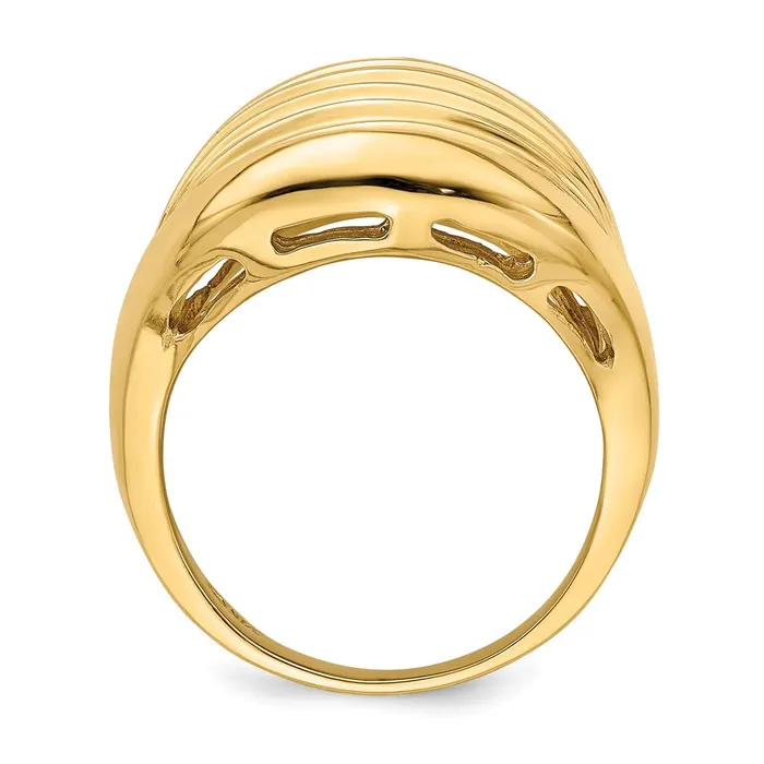 Goldia Rings 14K Yellow Gold Polished Ridged Shrimp Dome Ring
