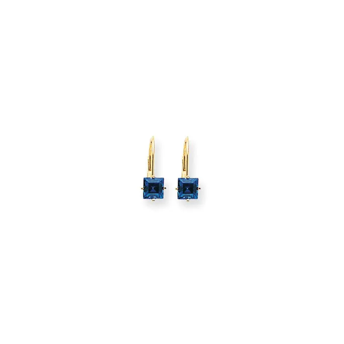 Goldia Rings 14k Yellow Gold Princess Cut Tanvorite leverback Earringss