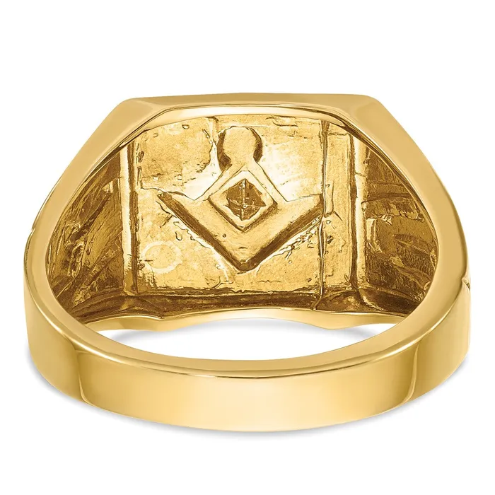 Goldia Rings 14k Yellow u0026 Rhodium Gold with White Rhodium Mens Polished and Textured Diamond Blue Lodge Master Masonic Ring