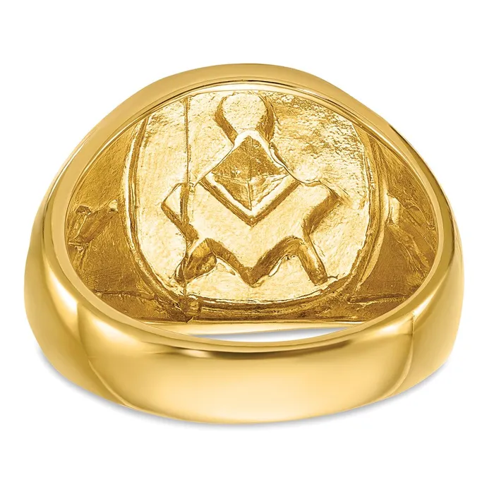 Goldia Rings 14k Yellow u0026 Rhodium Gold with White Rhodium Mens Polished and Textured Diamond Blue Lodge Master Masonic Ring