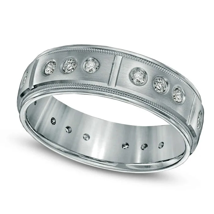 Goldia Rings Mens 050 CT TW Natural Diamond Eternity Ring in Solid 14K White Gold Size 105