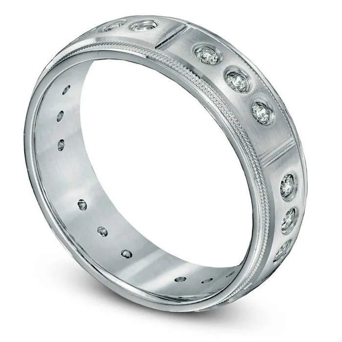 Goldia Rings Mens 050 CT TW Natural Diamond Eternity Ring in Solid 14K White Gold Size 105