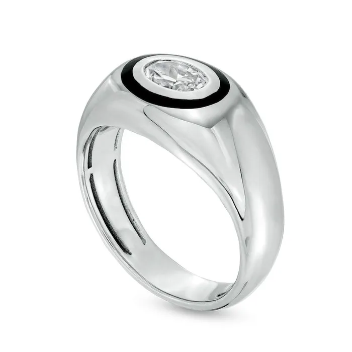 Goldia Rings Mens 075 CT Oval Natural Clarity Enhanced Diamond Solitaire Wedding Band in Solid 14K White Gold Goldia Rings Mens 075 CT Oval Natural Clarity Enhanced Diamond Solitaire Wedding Band in Solid 14K White Gold