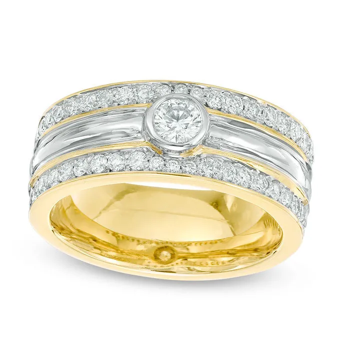 Goldia Rings Mens 133 CT TW Natural Diamond Wedding Band in Solid 14K TwoTone Gold
