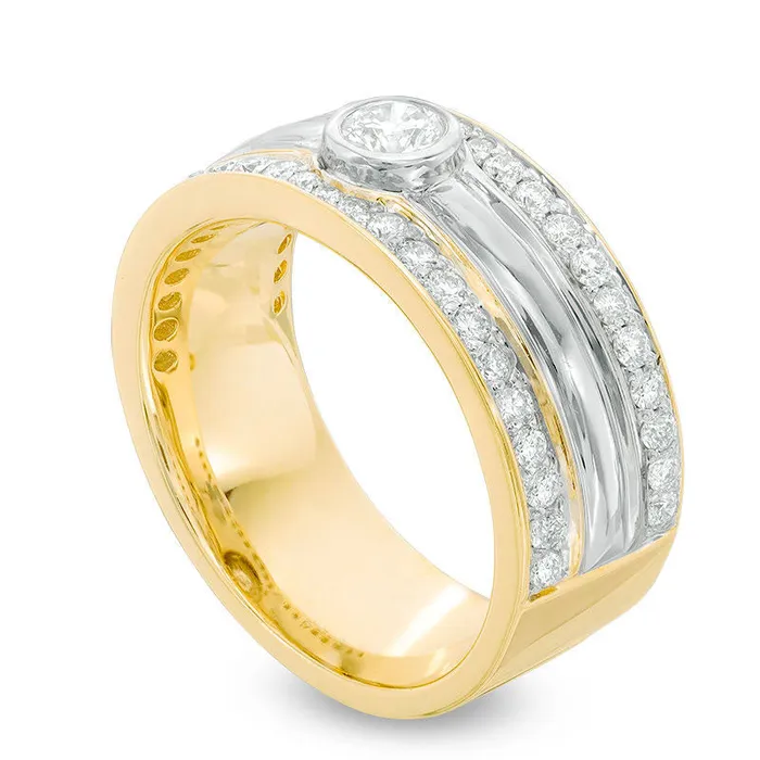 Goldia Rings Mens 133 CT TW Natural Diamond Wedding Band in Solid 14K TwoTone Gold