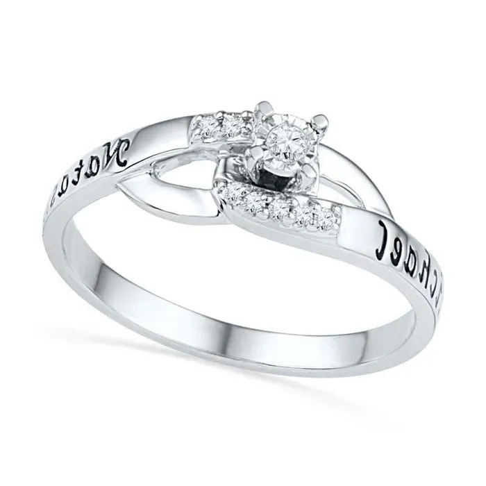 Goldia Rings Natural Diamond Accent Promise Ring in Sterling Silver 2 Names