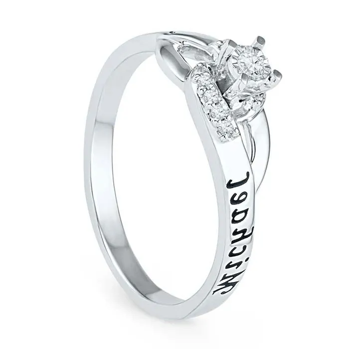 Goldia Rings Natural Diamond Accent Promise Ring in Sterling Silver 2 Names