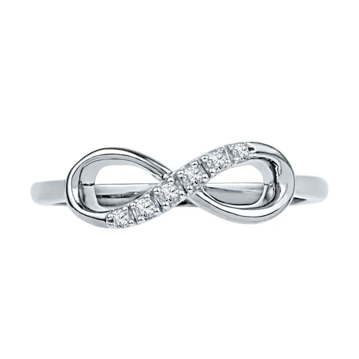Goldia Rings Natural Diamond Accent Sideways Infinity Ring in Solid 10K White Gold
