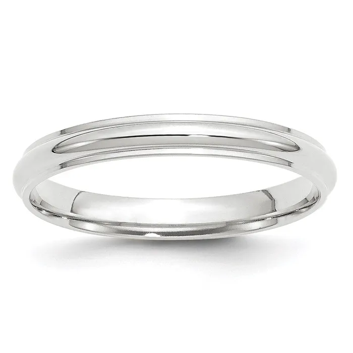 Goldia Rings Solid 10K White Gold 3mm Half Round with Edge MensWomens Wedding Band Ring Size 6