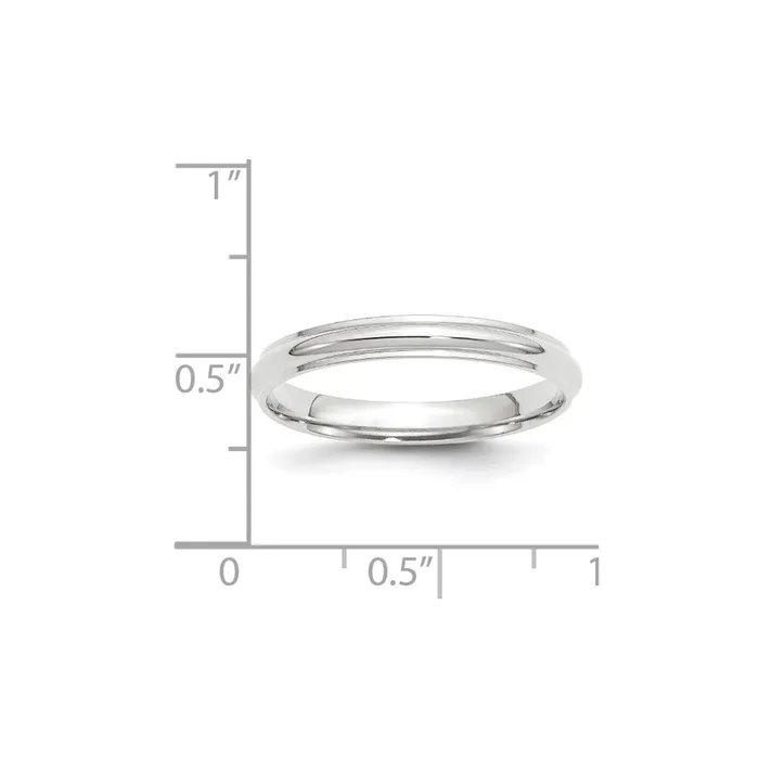 Goldia Rings Solid 10K White Gold 3mm Half Round with Edge MensWomens Wedding Band Ring Size 6