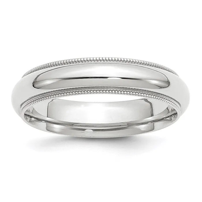 Goldia Rings Solid 10K White Gold 5mm Milgrain Comfort Fit MensWomens Wedding Band Ring Size 5