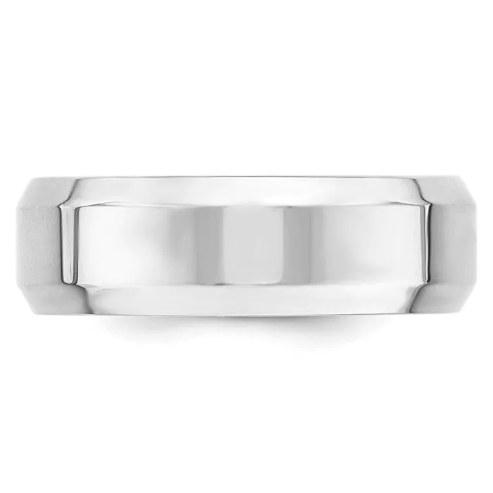 Goldia Rings Solid 10K White Gold 7mm Bevel Edge Comfort Fit MensWomens Wedding Band Ring Size 12