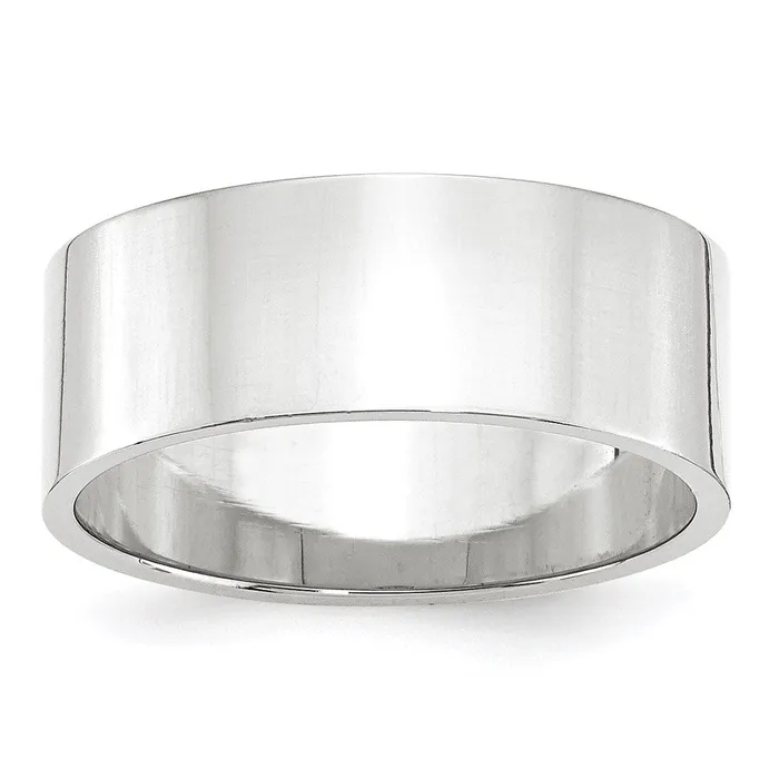 Goldia Rings Solid 10K White Gold 8mm Light Weight Flat MensWomens Wedding Band Ring Size 55