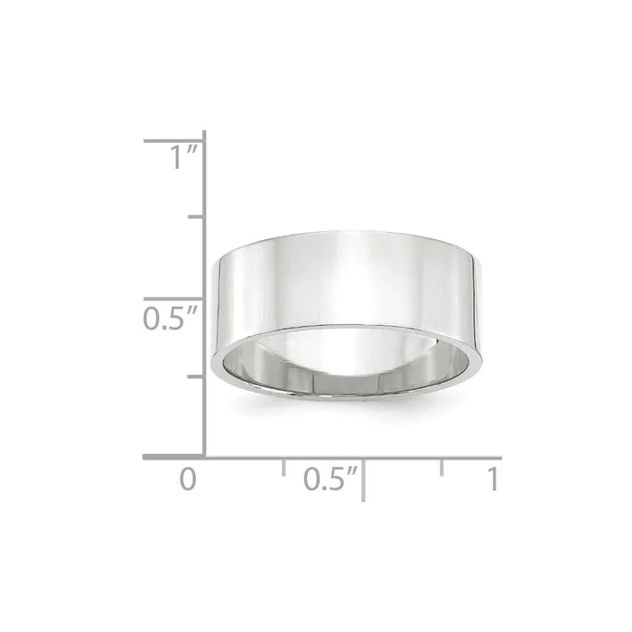 Goldia Rings Solid 10K White Gold 8mm Light Weight Flat MensWomens Wedding Band Ring Size 55