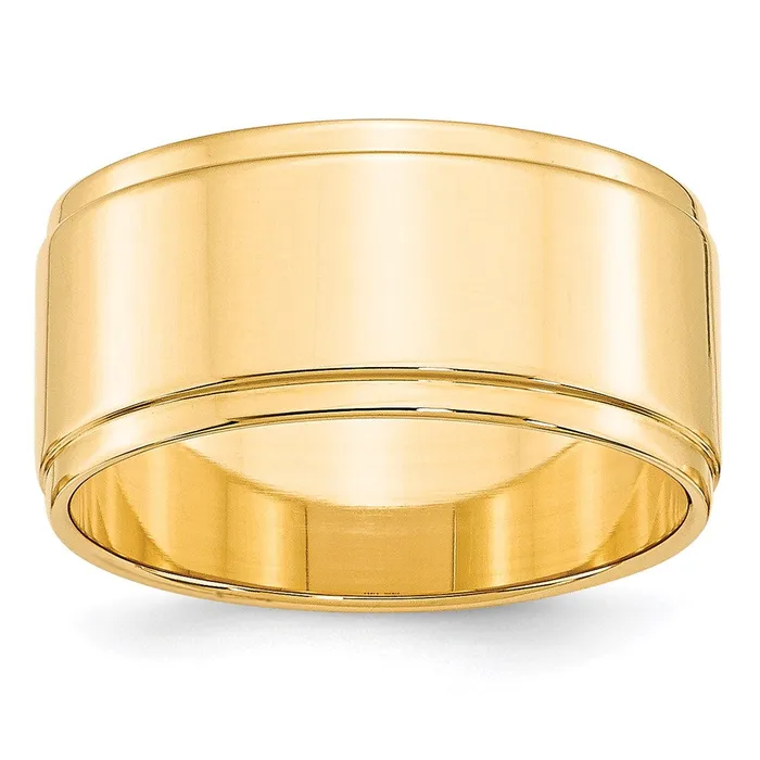 Goldia Rings Solid 10K Yellow Gold 10mm Flat with Step Edge MensWomens Wedding Band Ring Size 8