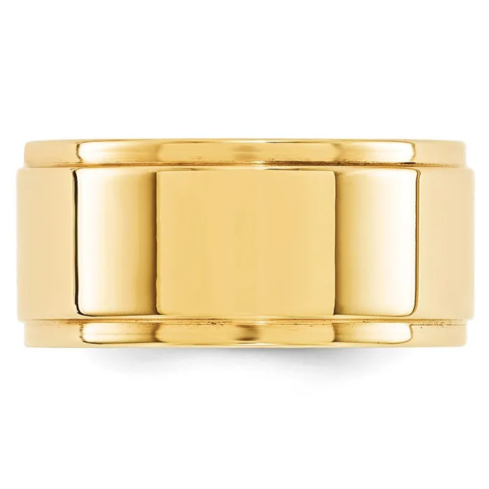 Goldia Rings Solid 10K Yellow Gold 10mm Flat with Step Edge MensWomens Wedding Band Ring Size 8
