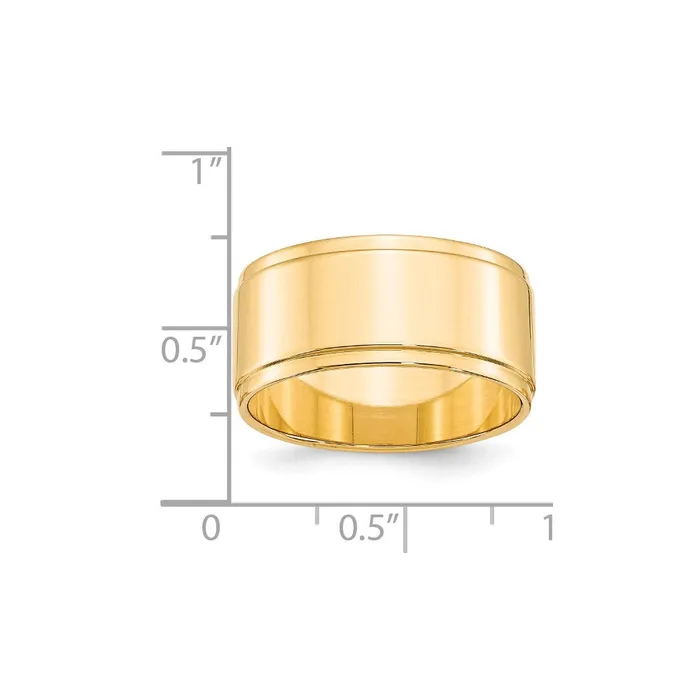Goldia Rings Solid 10K Yellow Gold 10mm Flat with Step Edge MensWomens Wedding Band Ring Size 8