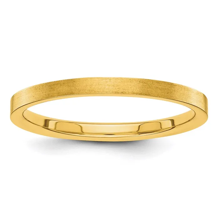Goldia Rings Solid 10K Yellow Gold 2mm Flat Satin MensWomens Wedding Band Ring Size 5