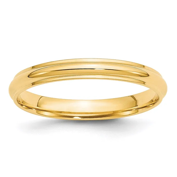 Goldia Rings Solid 10K Yellow Gold 3mm Half Round with Edge MensWomens Wedding Band Ring Size 55
