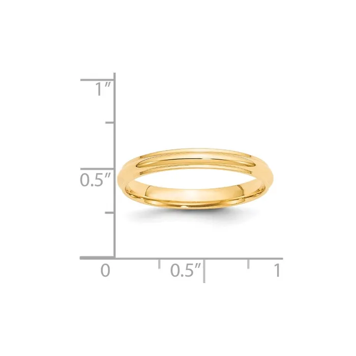 Goldia Rings Solid 10K Yellow Gold 3mm Half Round with Edge MensWomens Wedding Band Ring Size 55