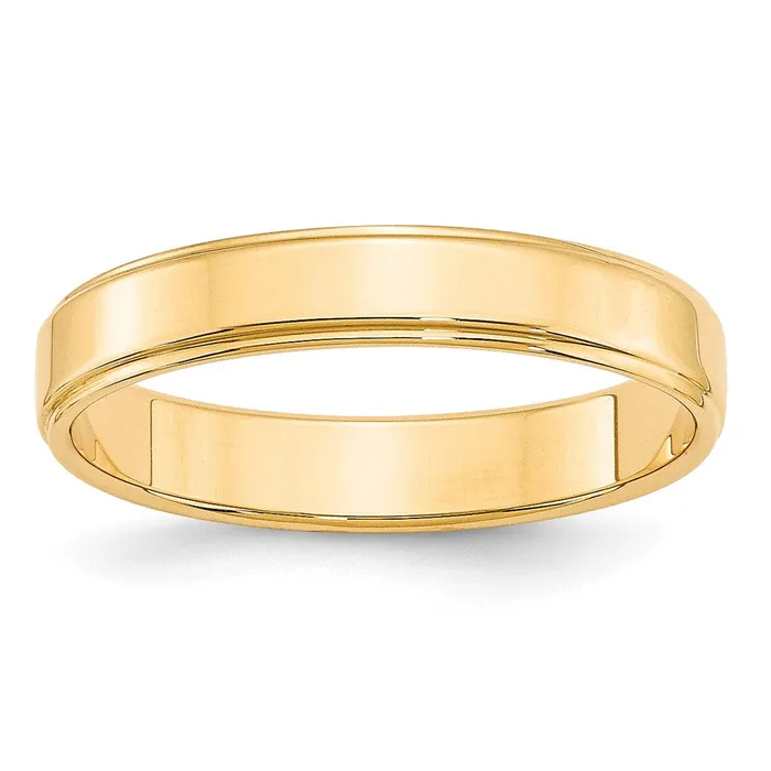 Goldia Rings Solid 10K Yellow Gold 4mm Flat with Step Edge MensWomens Wedding Band Ring Size 135