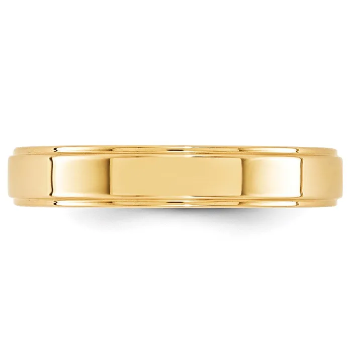 Goldia Rings Solid 10K Yellow Gold 4mm Flat with Step Edge MensWomens Wedding Band Ring Size 135