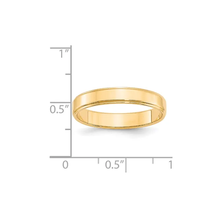 Goldia Rings Solid 10K Yellow Gold 4mm Flat with Step Edge MensWomens Wedding Band Ring Size 135
