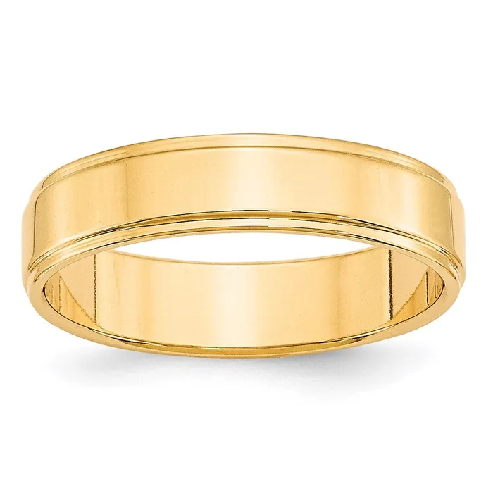Goldia Rings Solid 10K Yellow Gold 5mm Flat with Step Edge MensWomens Wedding Band Ring Size 4