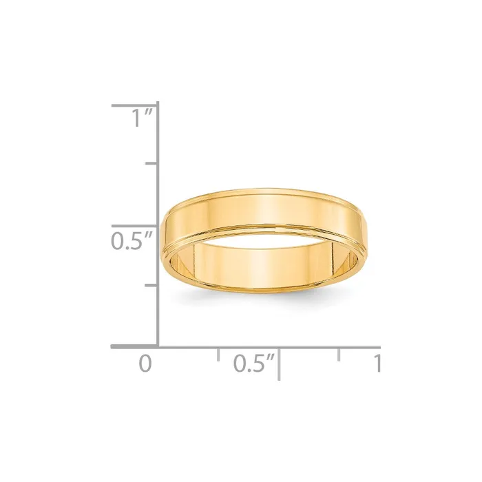 Goldia Rings Solid 10K Yellow Gold 5mm Flat with Step Edge MensWomens Wedding Band Ring Size 4