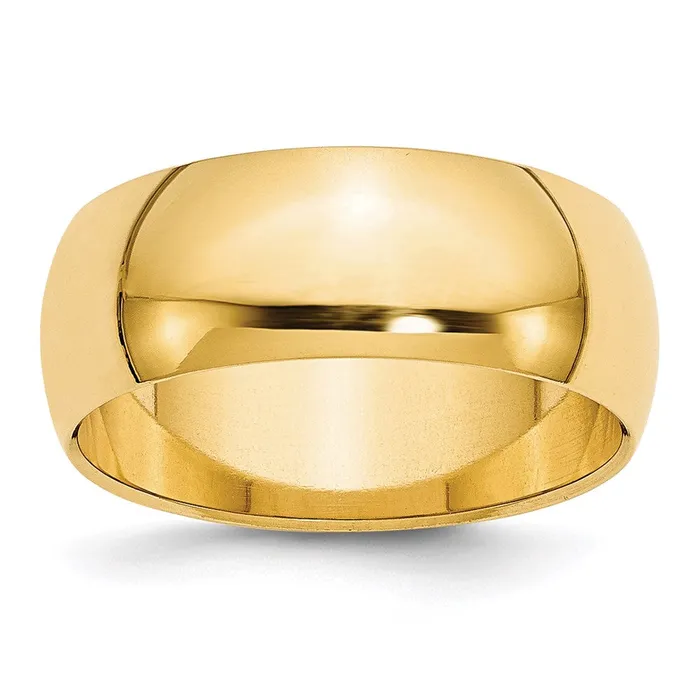 Goldia Rings Solid 10K Yellow Gold 8mm HalfRound Wedding MensWomens Wedding Band Ring Size 105