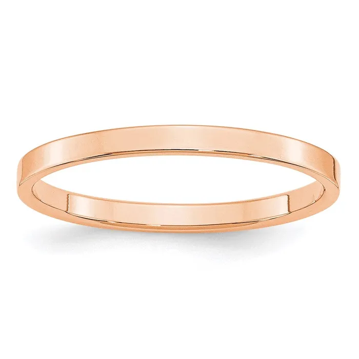 Goldia Rings Solid 10K Yellow Gold Rose Gold 2mm Light Weight Flat MensWomens Wedding Band Ring Size 85
