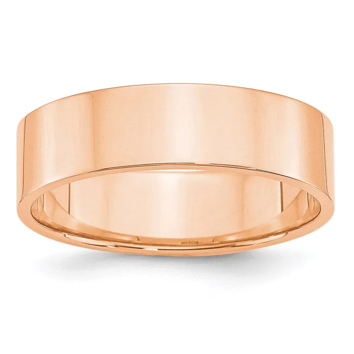 Goldia Rings Solid 10K Yellow Gold Rose Gold 6mm Light Weight Flat MensWomens Wedding Band Ring Size 85