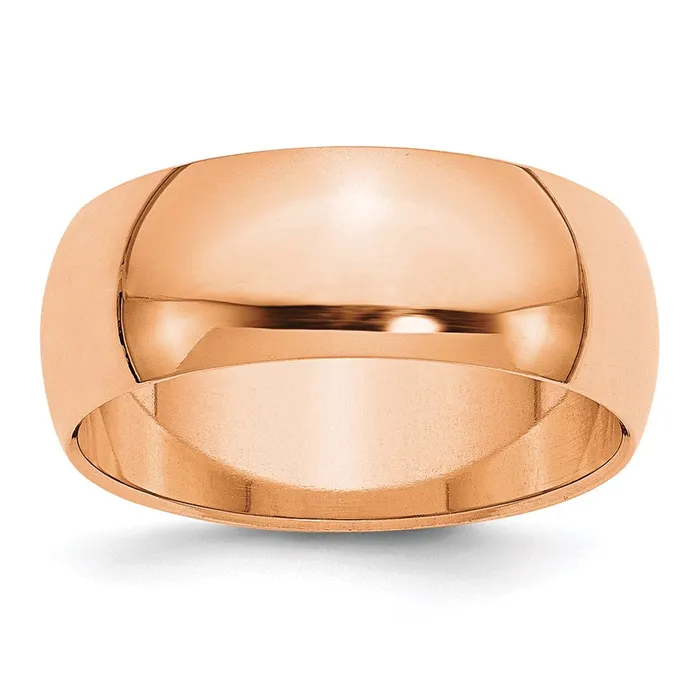 Goldia Rings Solid 10K Yellow Gold Rose Gold 8mm HalfRound Wedding MensWomens Wedding Band Ring Size 5