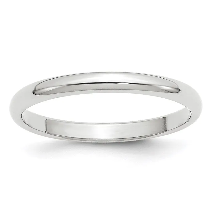 Goldia Rings Solid 14K White Gold 25mm Half Round MensWomens Wedding Band Ring Size 12