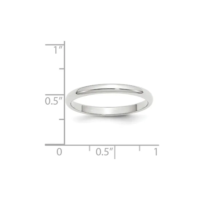 Goldia Rings Solid 14K White Gold 25mm Half Round MensWomens Wedding Band Ring Size 12