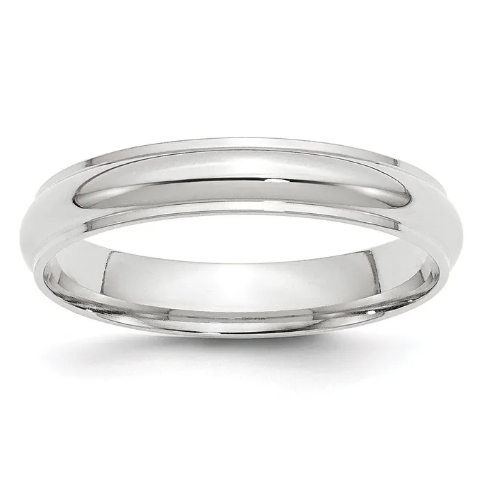 Goldia Rings Solid 14K White Gold 4mm Half Round with Edge MensWomens Wedding Band Ring Size 135